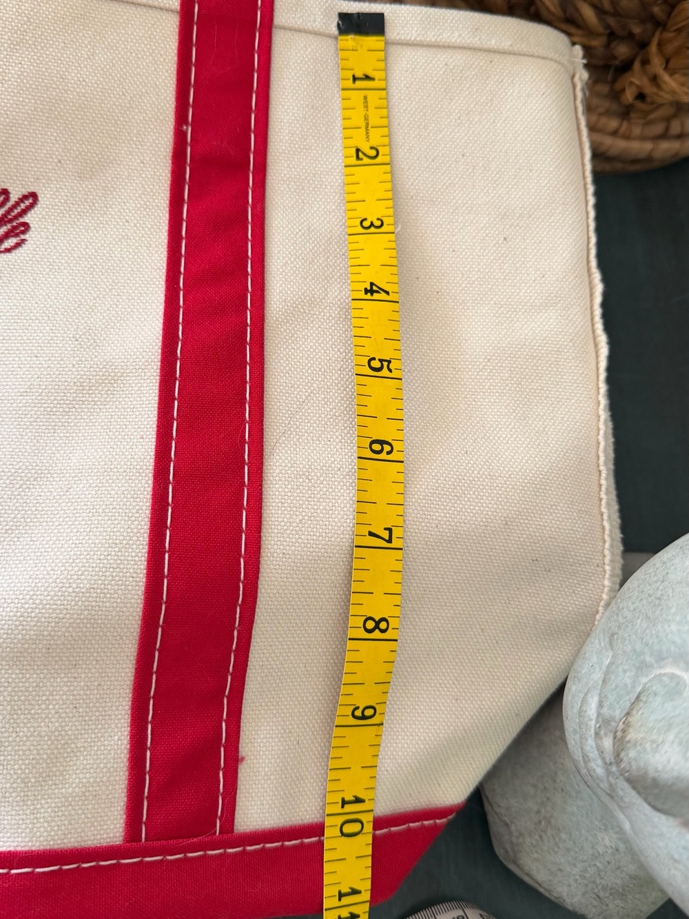 L.L.Bean red and white Boat and Tote. Heavy duty cotton canvas. - Picture 8 of 8